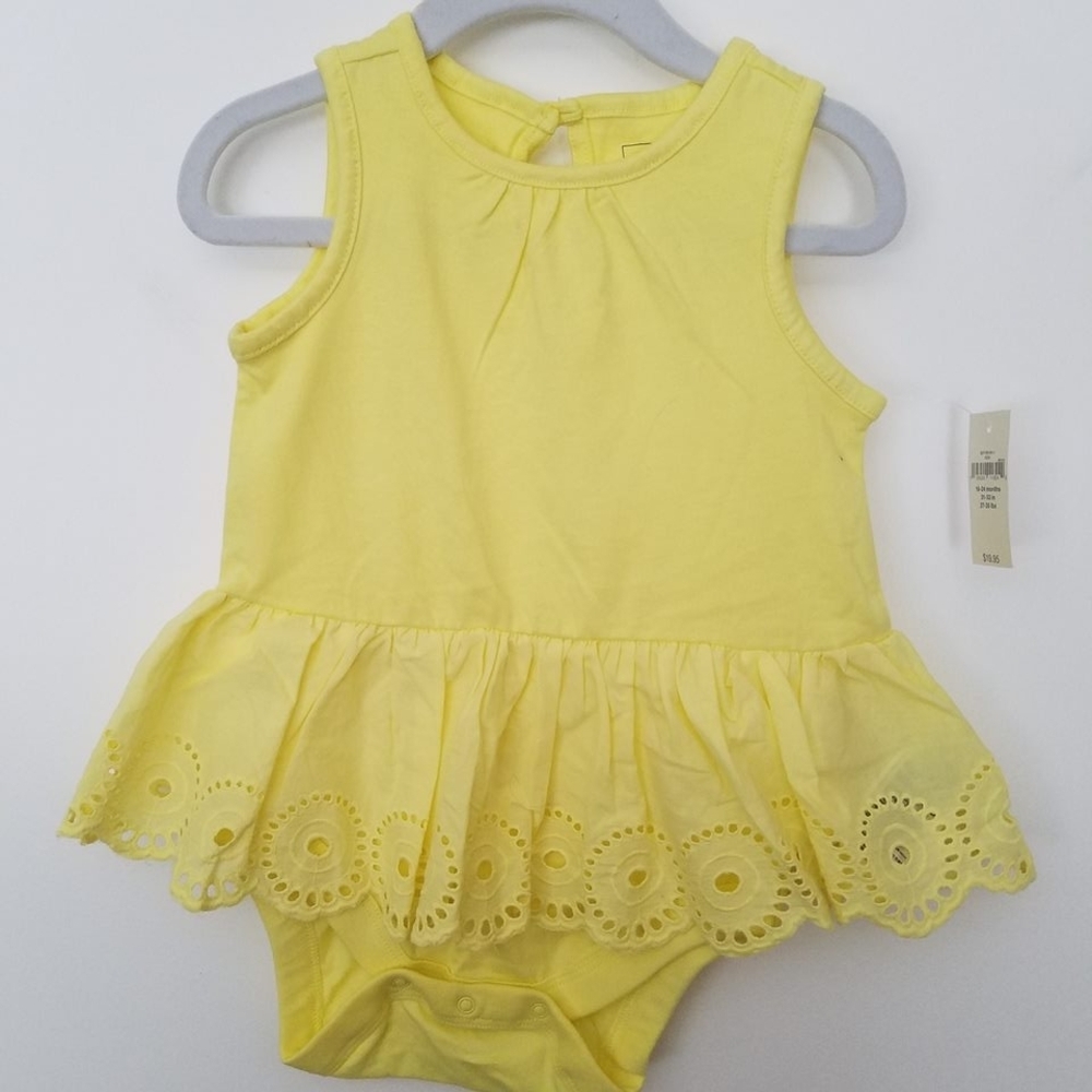 Yellow Eyelet Ruffle Baby Bodysuit